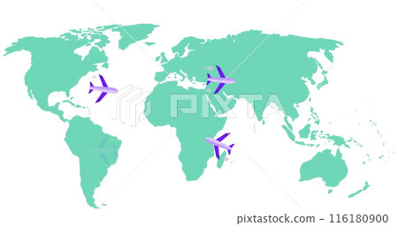 Image of planes moving over world map Image of planes moving over world map 116180900
