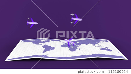 Image of planes moving over world map Image of planes moving over world map 116180924