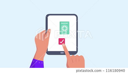Image of hands using tablet with travel icons Image of hands using tablet with travel icons 116180940