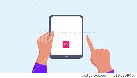 Image of hands using tablet with travel icons Image of hands using tablet with travel icons 116180949