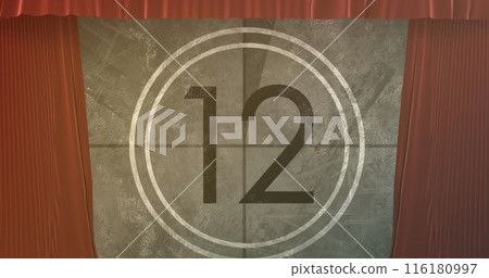 Image of red curtain over countdown 116180997