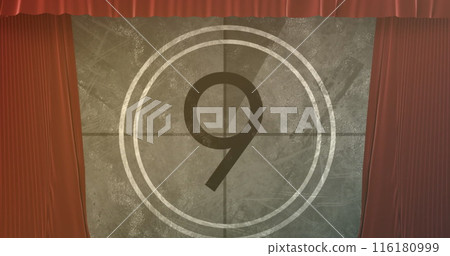 Image of red curtain over countdown 116180999