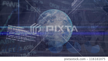Image of data processing over globe Image of data processing over globe 116181075