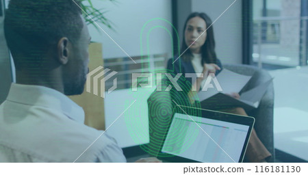 Image of padlock over diverse business people in office 116181130