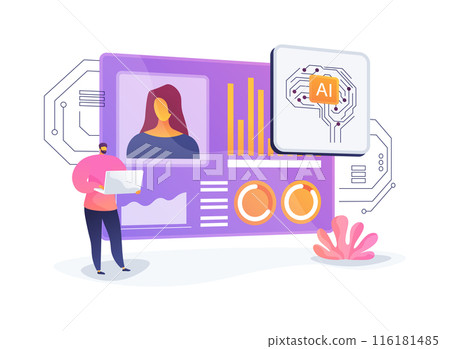 AI-Optimized HR Data Analytics abstract concept vector illustration. 116181485