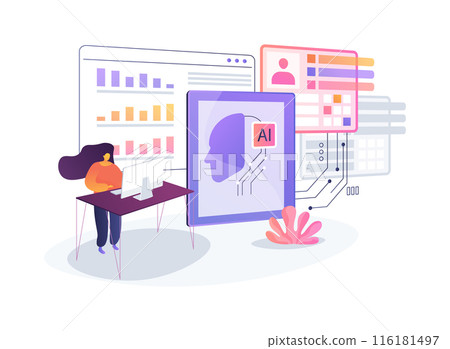 AI-Powered Employee Engagement Analysis abstract concept vector illustration. 116181497