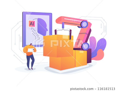 AI-Managed Robotics in Supply Chain abstract concept vector illustration. AI-Managed Robotics in Supply Chain abstract concept vector illustration. 116181513