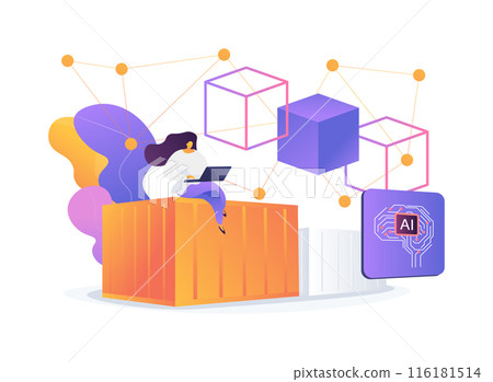 Enhanced Transparency with AI-Backed Blockchain abstract concept vector illustration. 116181514
