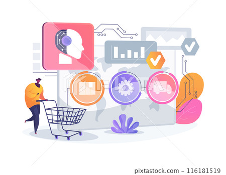 AI-Driven Inventory Automation abstract concept vector illustration. 116181519