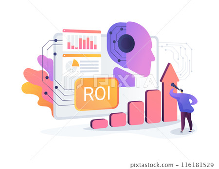 ROI and Attribution Analysis with AI abstract concept vector illustration. ROI and Attribution Analysis with AI abstract concept vector illustration. 116181529