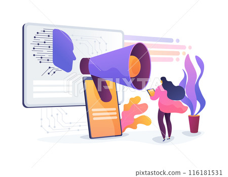 AI-Generated Marketing Content Assistance abstract concept vector illustration. AI-Generated Marketing Content Assistance abstract concept vector illustration. 116181531