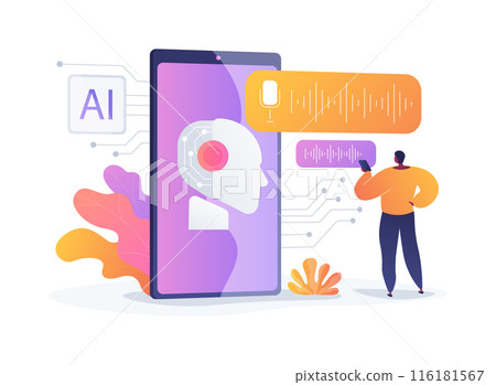 Voice-Activated Customer Support by AI abstract concept vector illustration. Voice-Activated Customer Support by AI abstract concept vector illustration. 116181567