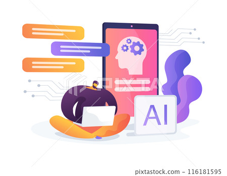 AI-Enhanced Chatbots for Customer Support abstract concept vector illustration. AI-Enhanced Chatbots for Customer Support abstract concept vector illustration. 116181595