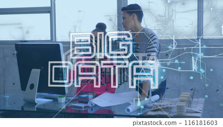 Image of big data text over diverse business people 116181603