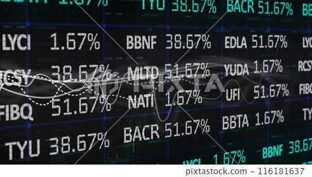 Image of financial data processing on black background Image of financial data processing on black background 116181637