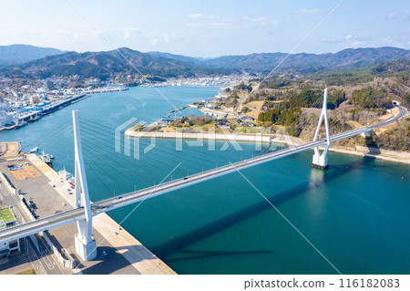 Kesennuma Bay Crossing Bridge and Kesennuma Bay (Kesennuma City, Miyagi Prefecture) 116182083