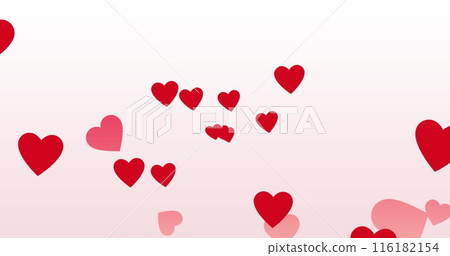 Image of red heart icons floating against copy space on white background 116182154