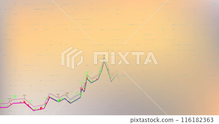 Image of financial data processing against orange gradient background 116182363