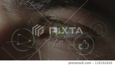 A young Caucasian professional examining digital interfaces 116182826