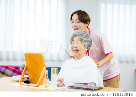 Caregiver and senior women Caregiver and senior women 116183016