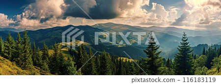 AI-generated item. Panoramic view of the mountains. 116183119