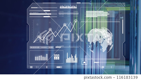 Image of data processing over server room 116183139
