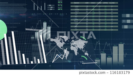 Image of data processing over black background 116183179