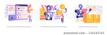Online shopping with AI Technology abstract concept vector illustrations. Online shopping with AI Technology abstract concept vector illustrations. 116183181