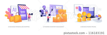 AI in E-commerce abstract concept vector illustrations. 116183191