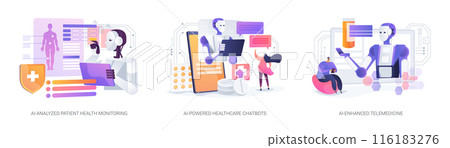 AI technology in Healthcare abstract concept vector illustrations. 116183276