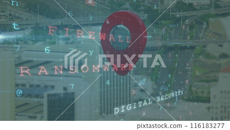 Image of data processing over cityscape 116183277