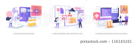Artificial Intelligence in Healthcare abstract concept vector illustrations. Artificial Intelligence in Healthcare abstract concept vector illustrations. 116183281