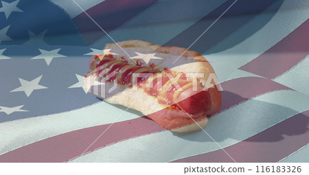 Image of usa flag over hot dogs 116183326