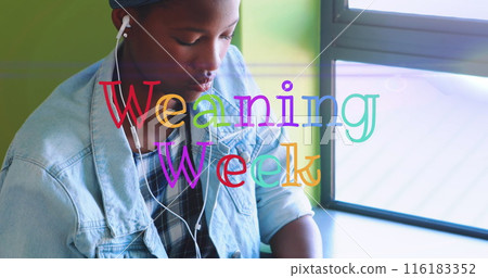 Image of weaning week text over african american woman 116183352