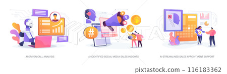 AI-Backed sales strategies abstract concept vector illustrations. 116183362