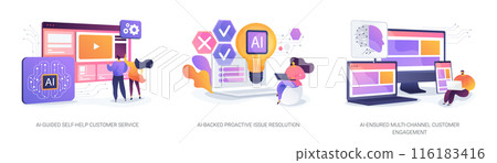 AI-Backed Customer Service abstract concept vector illustrations. AI-Backed Customer Service abstract concept vector illustrations. 116183416