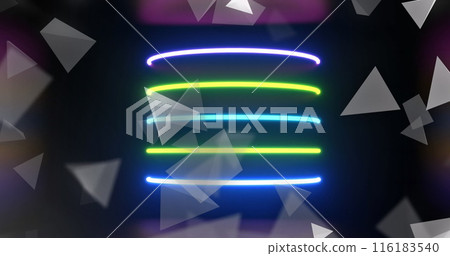 Image of moving shapes over colourful trails 116183540