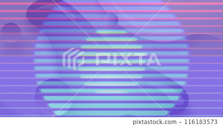 Image of circles changing colurs over background with shapes 116183573