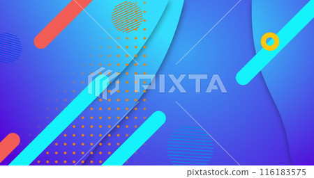 Image of lines and circles over blue background 116183575