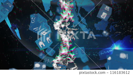Image of data processing over globe Image of data processing over globe 116183612
