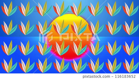 Image of plants over sea and sun Image of plants over sea and sun 116183652