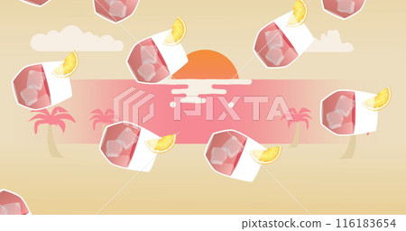 Image of drinks over sea and sun Image of drinks over sea and sun 116183654