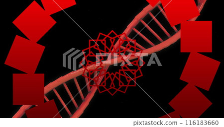Red geometric shapes intertwining with spiral structure 116183660