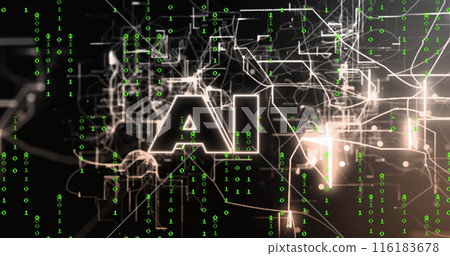 Image of data processing and chemical formulas in green and black space 116183678