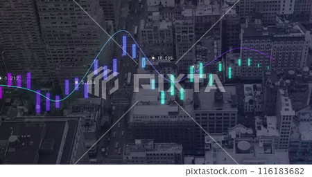 Image of radar and data over city financial district 116183682