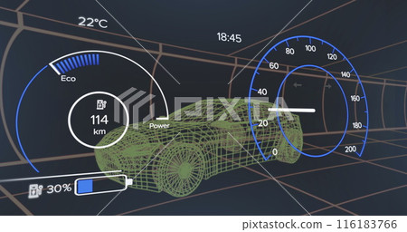 Image of scope scanning over school items on black background 116183766