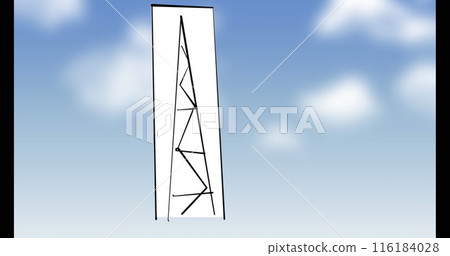 Image of diagram on white rectangle over sky with clouds 116184028