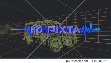 Image of data processing over digital van on background 116184036