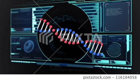 Image of data processing over dna strand 116184058