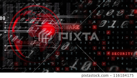 Image of globe and data processing on black background 116184175